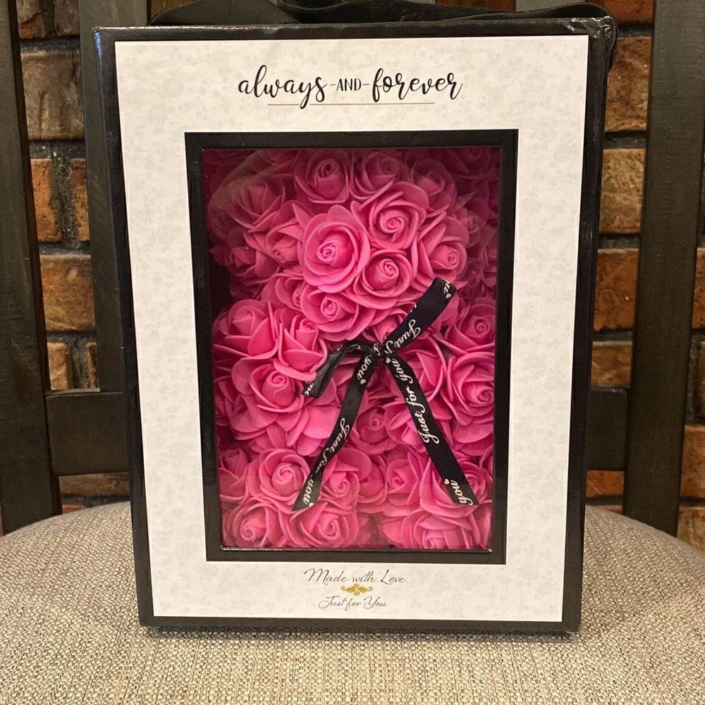 Flower Bear Pink Foam Rose “Just for You” Bow NEW Mothers Day Birthday Grad